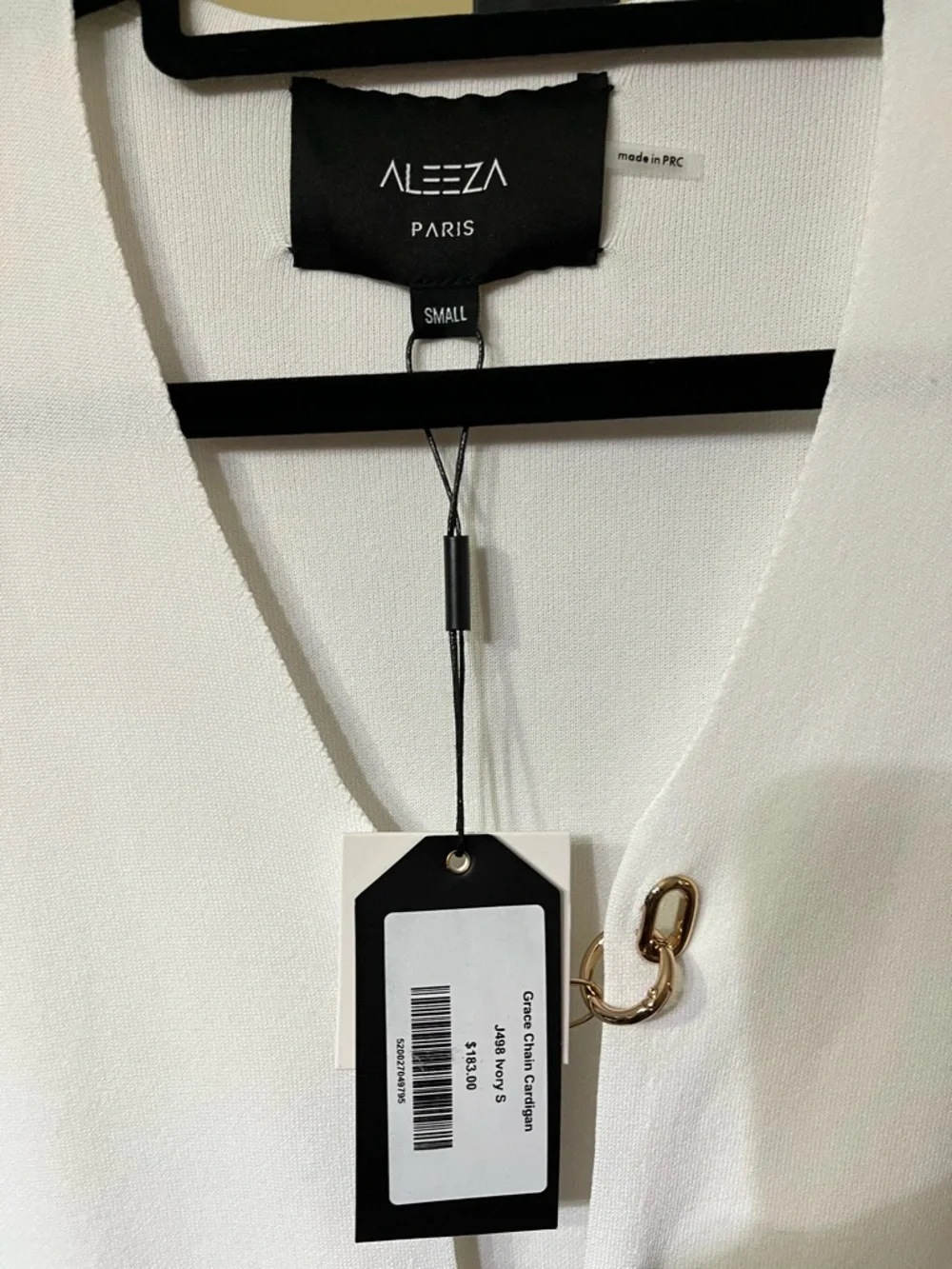 Aleeza Paris Grace Chain Cardigan & Pleated Wonder Skirt Set Ivory – Size Small - Picture 7 of 8